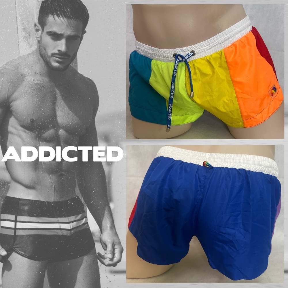 Addicted Swim Trunks XL runs small 36" waist 2" inseam 100% polyester